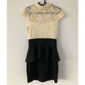 Windsor Cream Lace Peplum Dress W/ Back Cutout